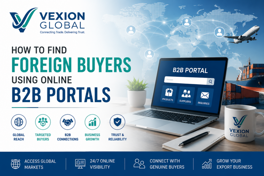 Exporter finding foreign buyers through online B2B portals for international trade