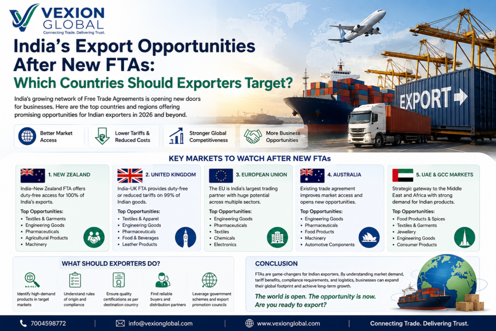 India export opportunities after new FTAs with UK New Zealand Australia EU and UAE