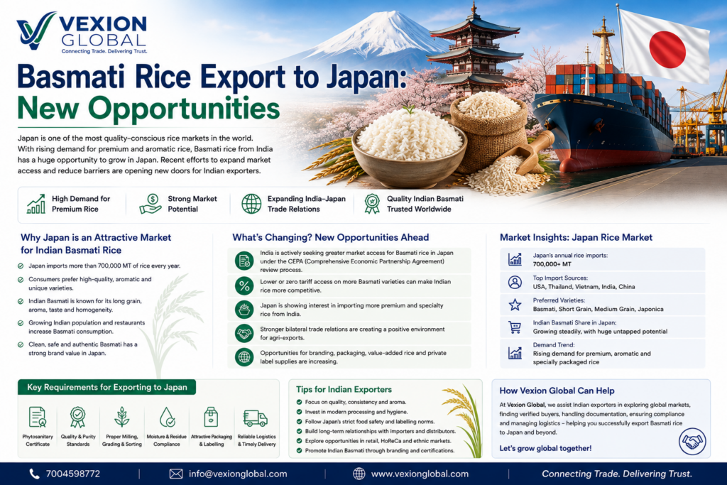 Basmati rice export from India to Japan with Vexion Global